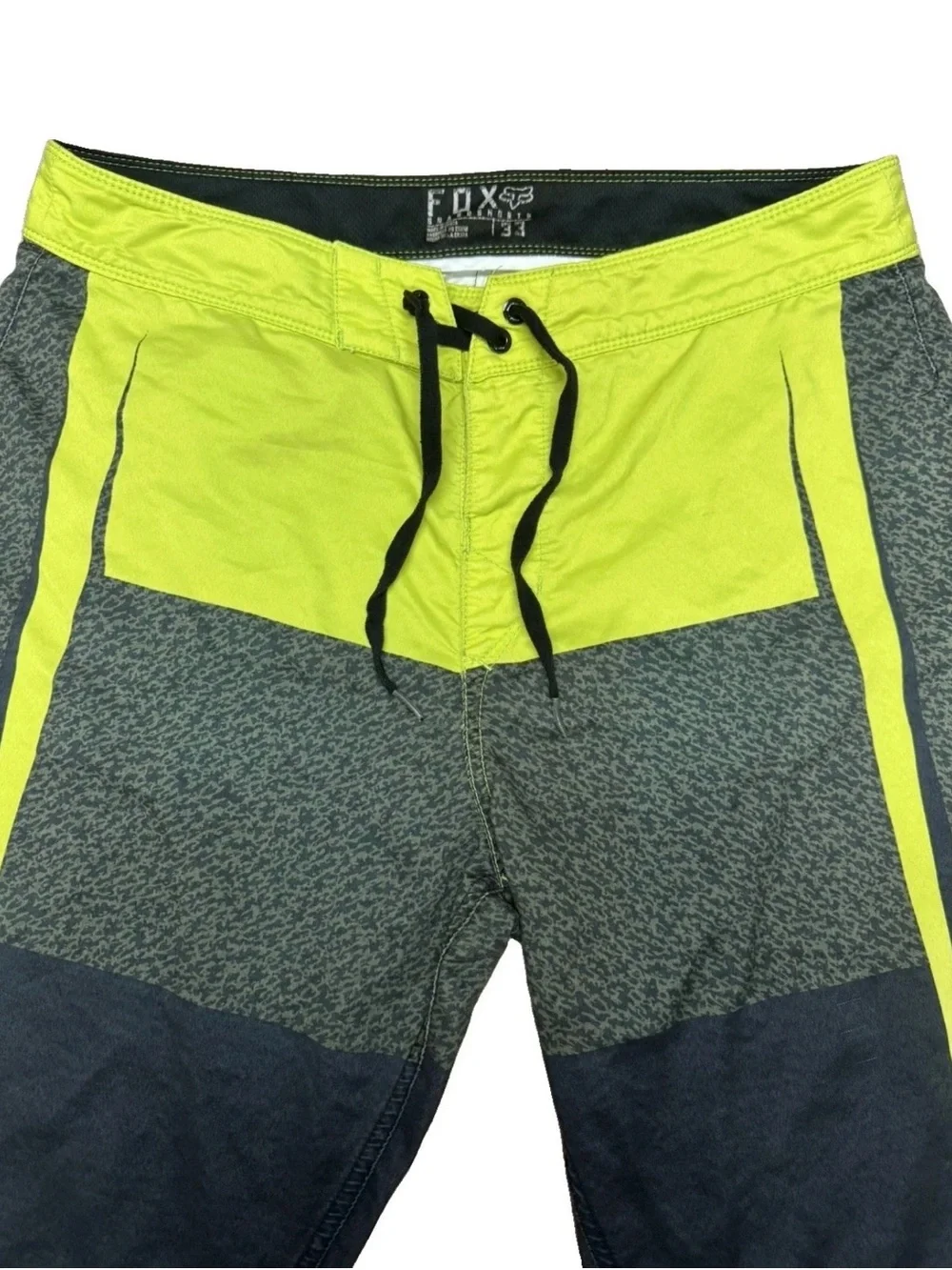Fox Racing Men’s Neon Yellow and Dark Gray Boardshorts 33